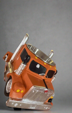 Orange semi truck coffee mug with handle for coffee lovers and truck drivers 