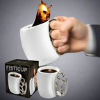 Humorous white 14oz ceramic coffee cup, boxing coffee cup 