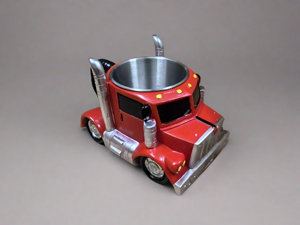 Red semi truck coffee mug gift for coffee enthusiasts and truck drivers 