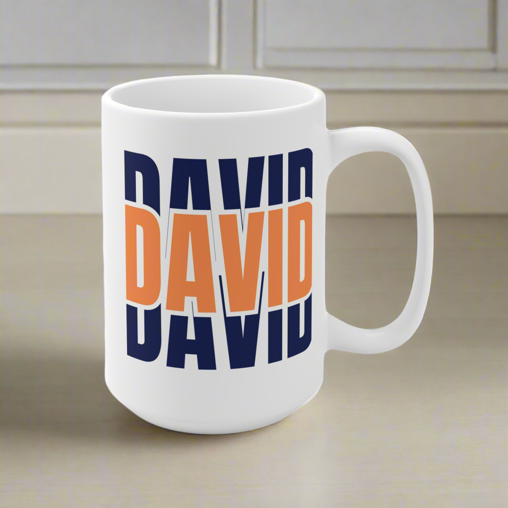 White ceramic coffee cup 15oz, Personalized Gift Mug Idea for Coffee Lovers