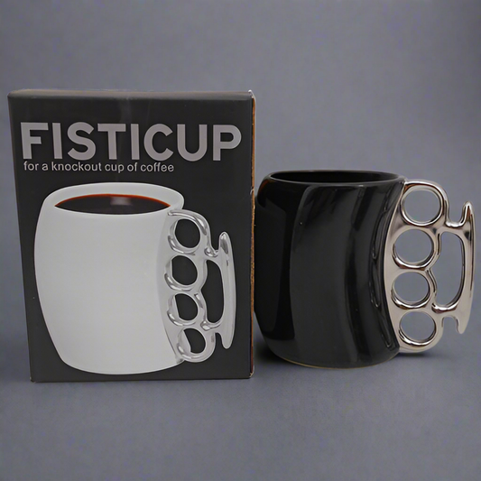 Black ceramic coffee mug, funny boxing coffee cup 14oz