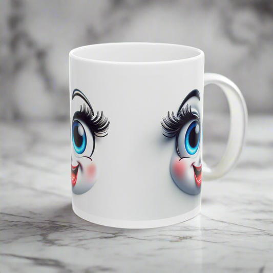 Printify Quirky Collectible Mug with Happy Face Design - Laugh Lines & Lattes