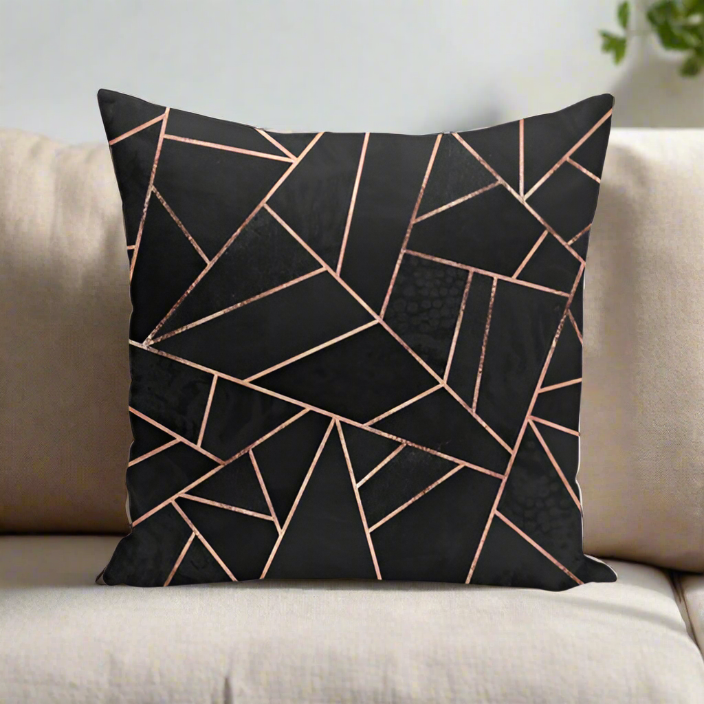 Black and Rose Gold Decorative Cushion Pillow