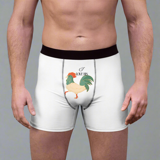 Funny Rooster Men's Boxer Briefs - Quirky Underwear Gifts for Him, Humorous Loungewear, Unique Anniversary Present