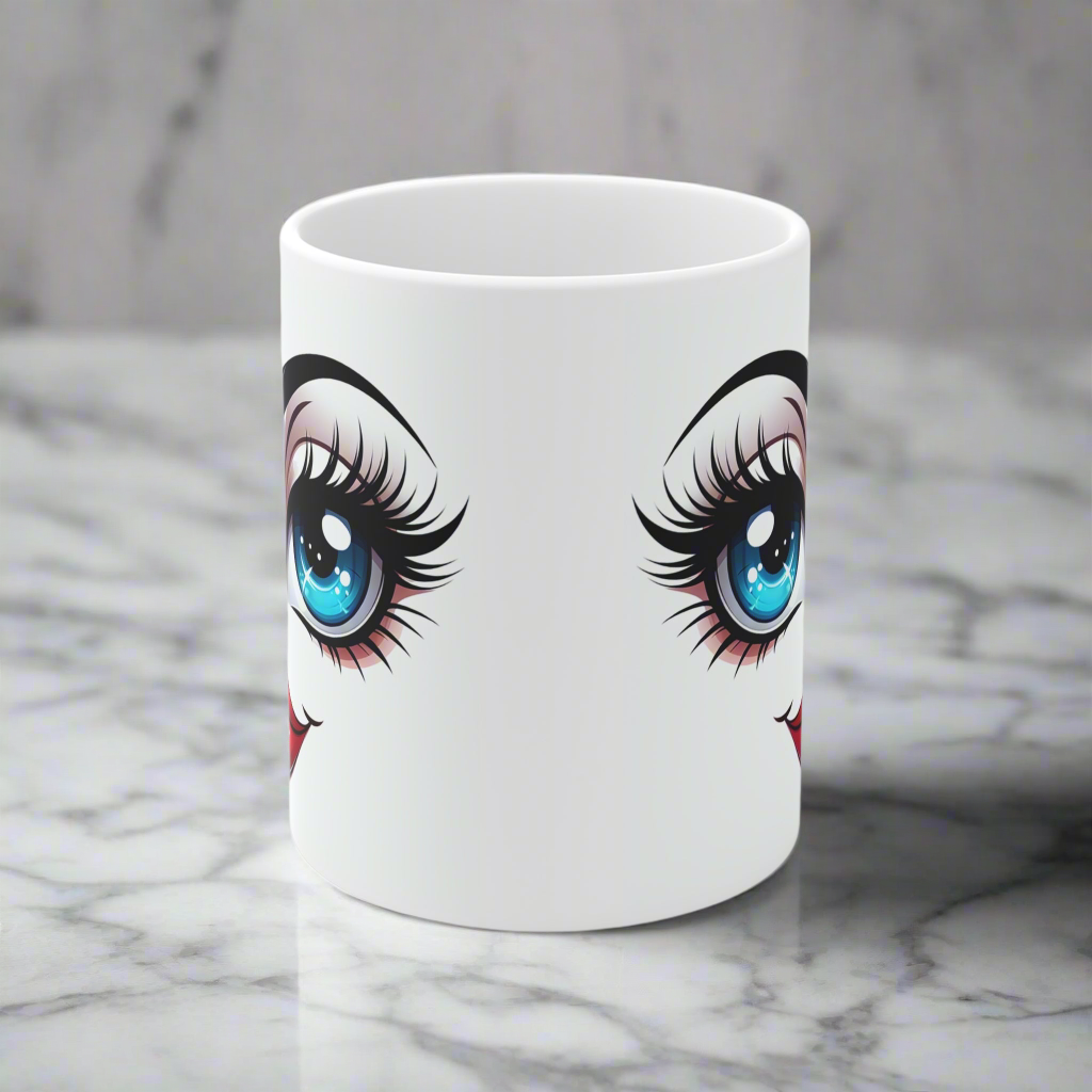 Quirky Collectible Mug with Bold Lip Design - Laugh Lines & Lattes