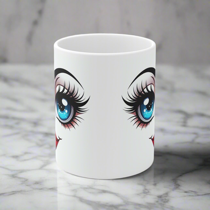 Quirky Collectible Mug with Bold Lip Design - Laugh Lines & Lattes