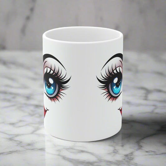 Quirky Collectible Mug with Bold Lip Design - Laugh Lines & Lattes
