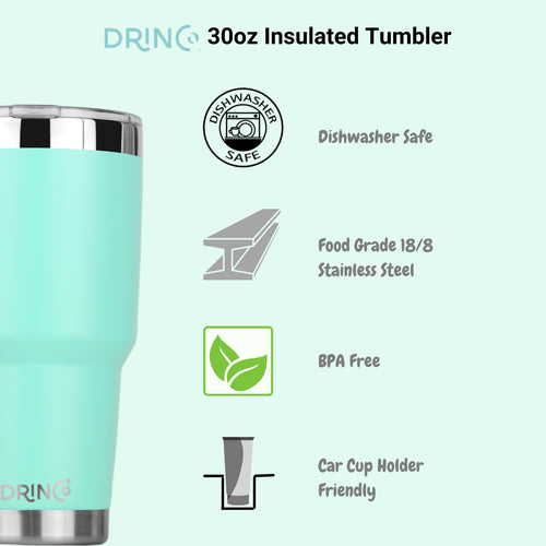 30oz Tumbler with Straw, Teal Insulated Travel Mug 