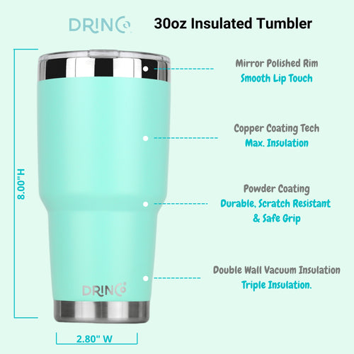 Tumbler with Straw, 30oz Teal Insulated Mug 