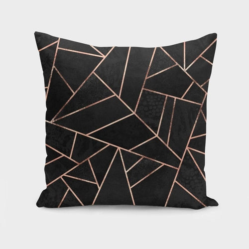 Velvet Black and Rose Gold Pillow/Cushion